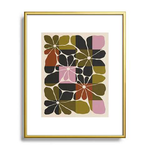 Parrott Paints Block Flowers Metal Framed Art Print