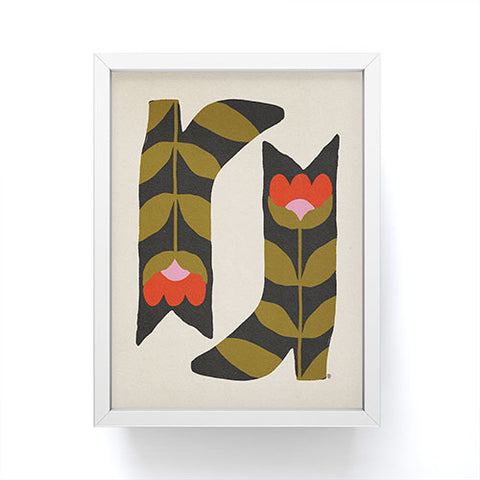 Parrott Paints Bloom Boots Framed Mini Art Print