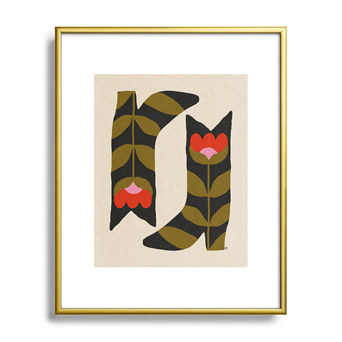 Parrott Paints Bloom Boots Metal Framed Art Print