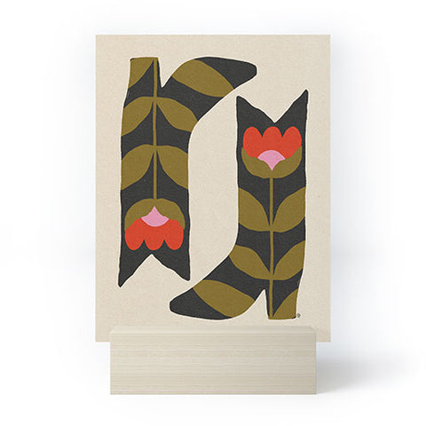 Parrott Paints Bloom Boots Mini Art Print