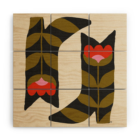 Parrott Paints Bloom Boots Wood Wall Mural