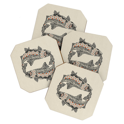 Parrott Paints Fish I Coaster Set