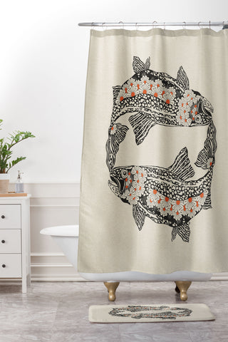 Parrott Paints Fish I Shower Curtain And Mat