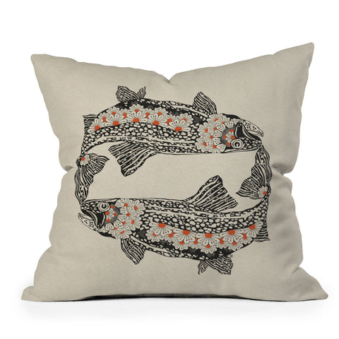 Parrott Paints Fish I Throw Pillow