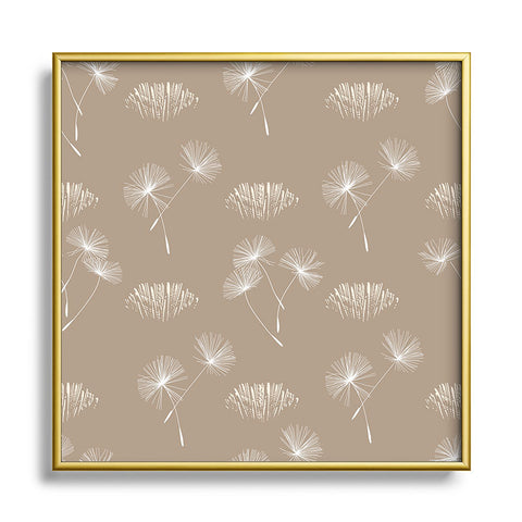 Patricia Dandilion Grass Tuft Neutral Square Metal Framed Art Print