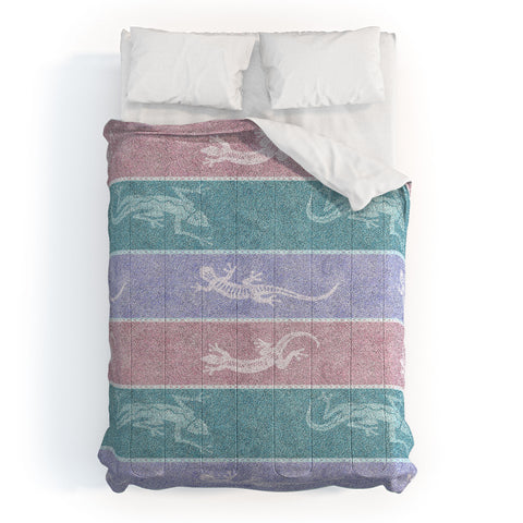 Patricia Pastel Gecko Velvet Stripes Comforter