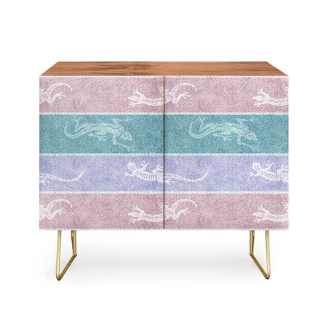 Patricia Pastel Gecko Velvet Stripes Credenza
