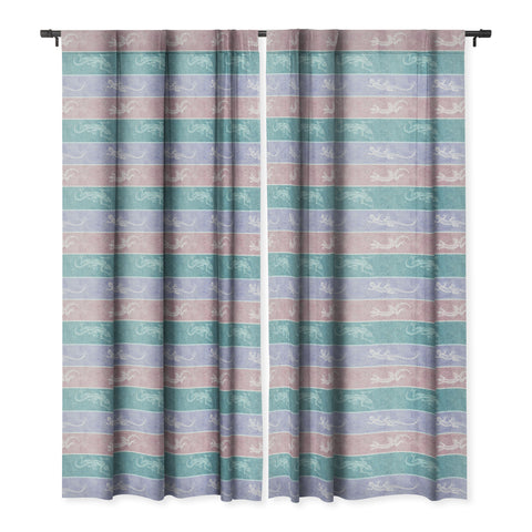 Patricia Pastel Gecko Velvet Stripes Blackout Window Curtain