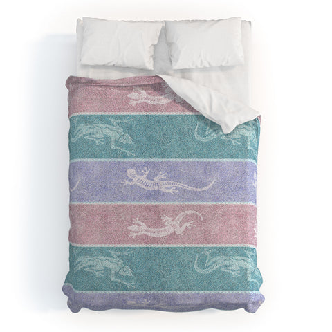 Patricia Pastel Gecko Velvet Stripes Duvet Cover