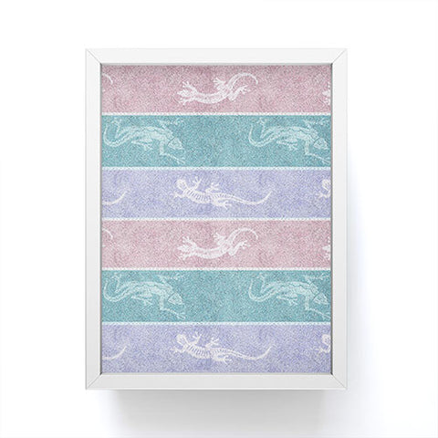 Patricia Pastel Gecko Velvet Stripes Framed Mini Art Print