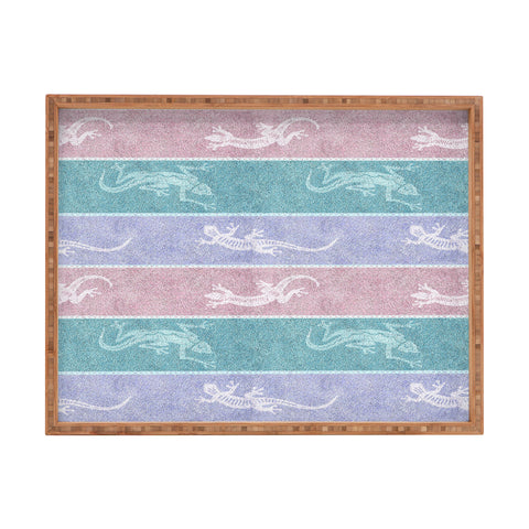 Patricia Pastel Gecko Velvet Stripes Rectangular Tray