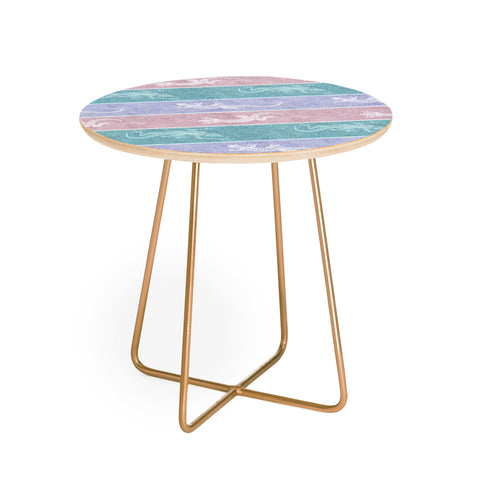 Patricia Pastel Gecko Velvet Stripes Round Side Table