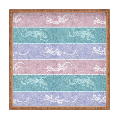 Patricia Pastel Gecko Velvet Stripes Square Tray