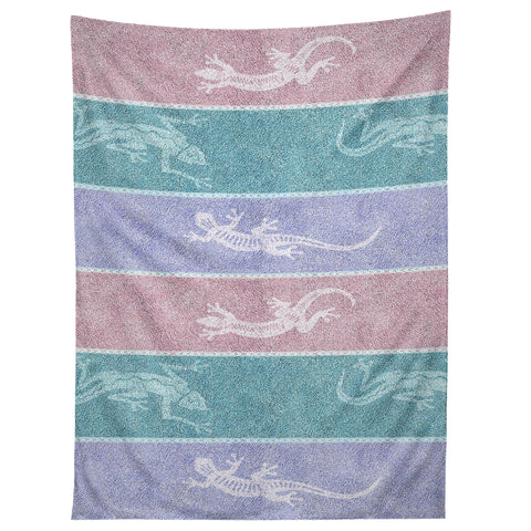 Patricia Pastel Gecko Velvet Stripes Tapestry