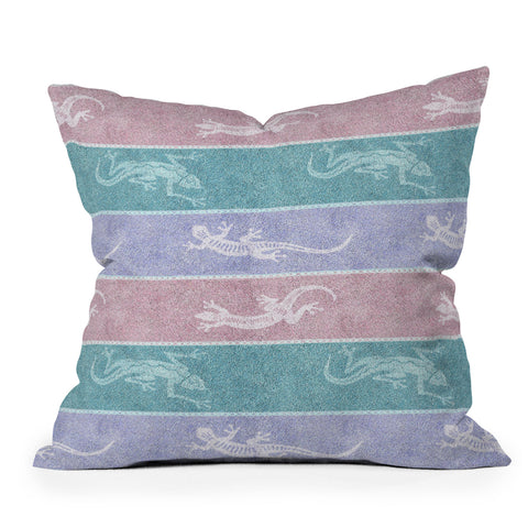 Patricia Pastel Gecko Velvet Stripes Outdoor Throw Pillow