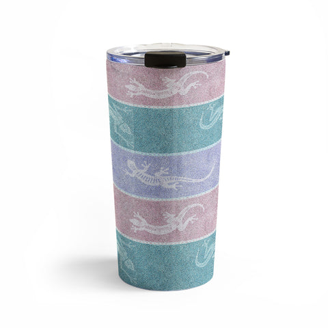 Patricia Pastel Gecko Velvet Stripes Travel Mug