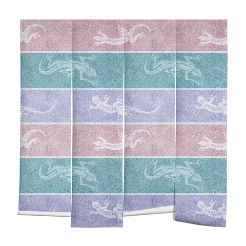 Patricia Pastel Gecko Velvet Stripes Wall Mural