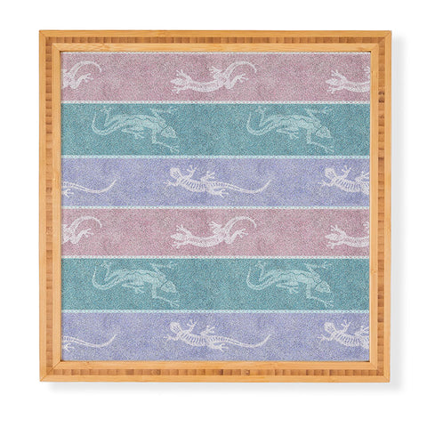 Patricia Pastel Gecko Velvet Stripes Framed Wall Art