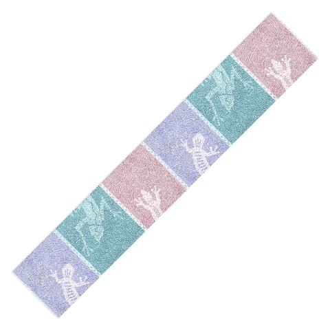 Patricia Pastel Gecko Velvet Stripes Table Runner