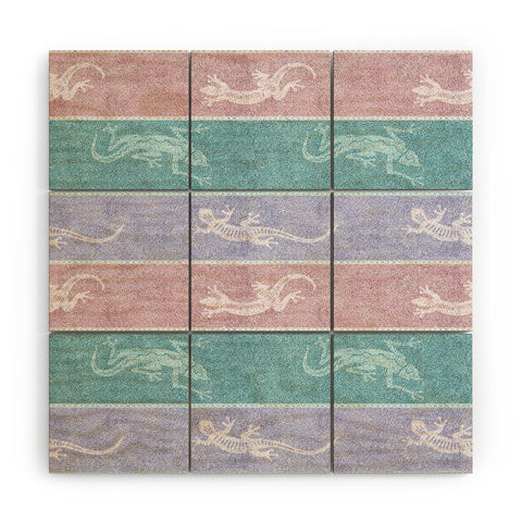 Patricia Pastel Gecko Velvet Stripes Wood Wall Mural
