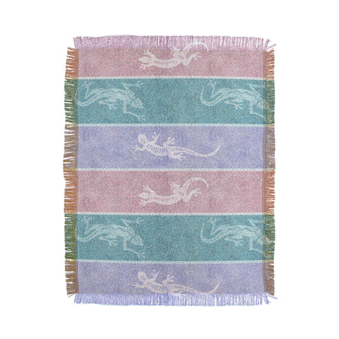 Patricia Pastel Gecko Velvet Stripes Throw Blanket