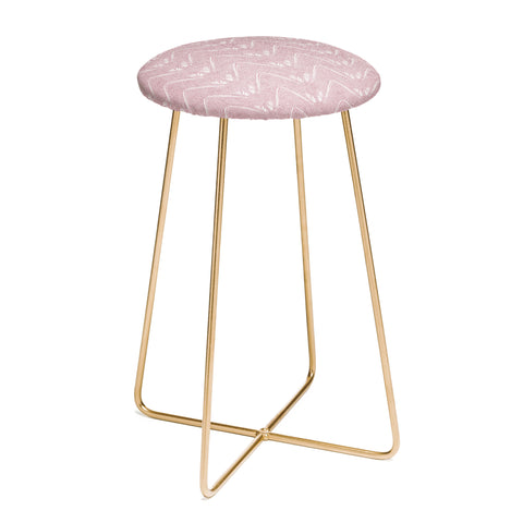 Patricia Pink Petal Velvet Chevron Counter Stool