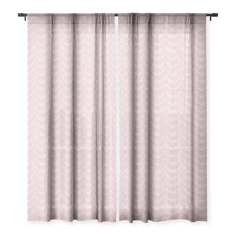 Patricia Pink Petal Velvet Chevron Sheer Window Curtain