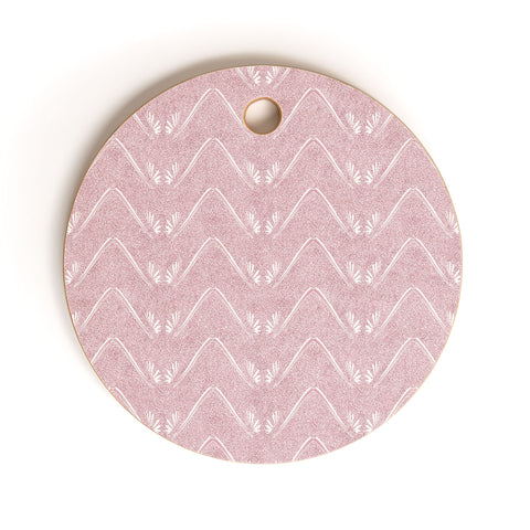 Patricia Pink Petal Velvet Chevron Cutting Board Round