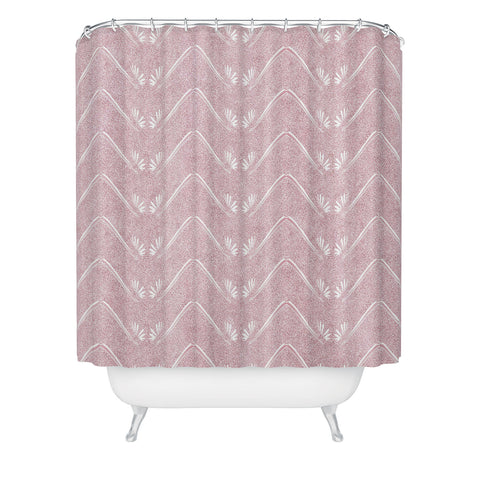 Patricia Pink Petal Velvet Chevron Shower Curtain