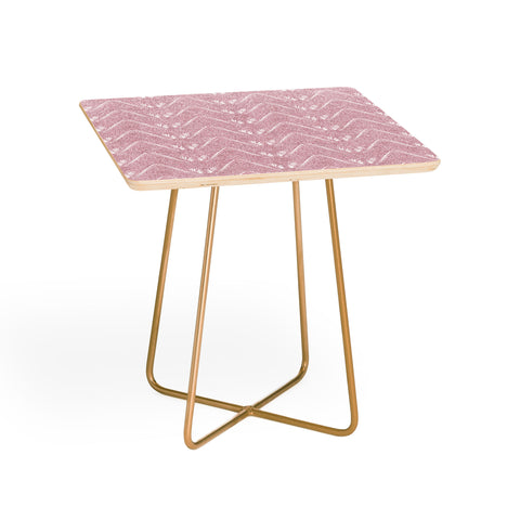 Patricia Pink Petal Velvet Chevron Side Table
