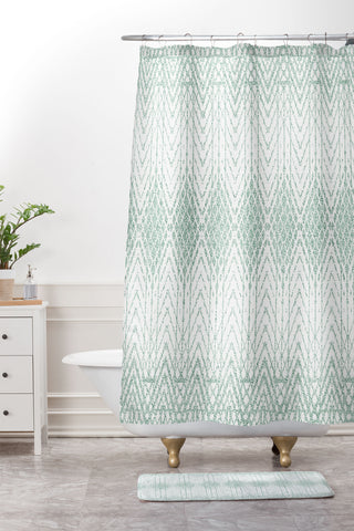 Patricia Velvet Abstract Snakeskin Mint Shower Curtain And Mat