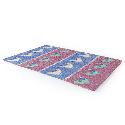 Patricia Velvet Chicken Rooster Stripe Area Rug