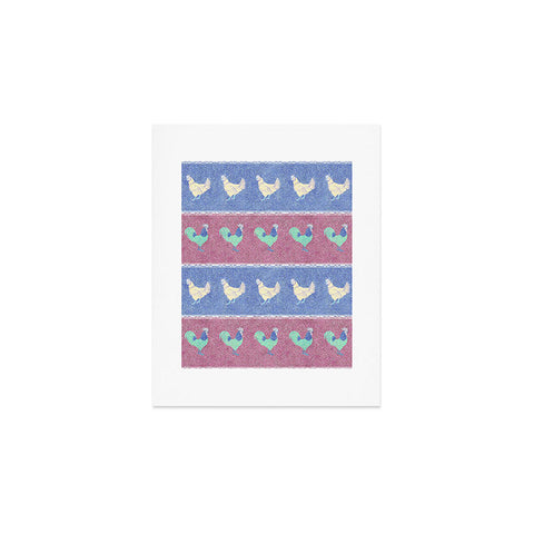 Patricia Velvet Chicken Rooster Stripe Art Print