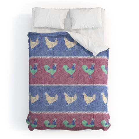 Patricia Velvet Chicken Rooster Stripe Comforter