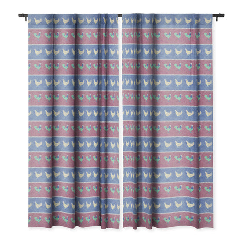 Patricia Velvet Chicken Rooster Stripe Blackout Window Curtain