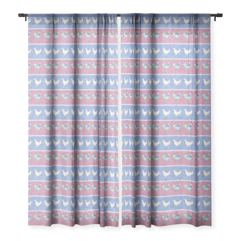 Patricia Velvet Chicken Rooster Stripe Sheer Window Curtain