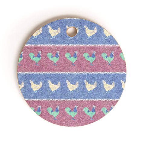 Patricia Velvet Chicken Rooster Stripe Cutting Board Round