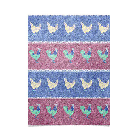 Patricia Velvet Chicken Rooster Stripe Poster