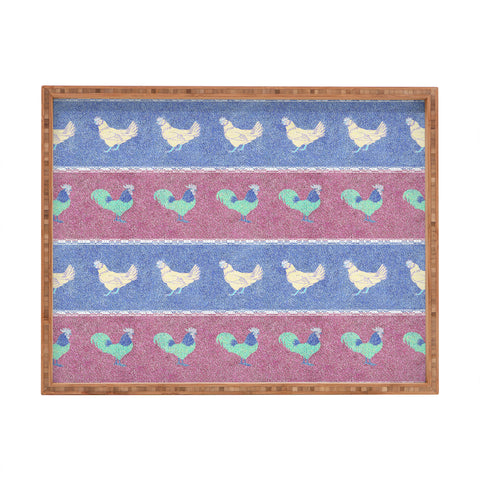 Patricia Velvet Chicken Rooster Stripe Rectangular Tray