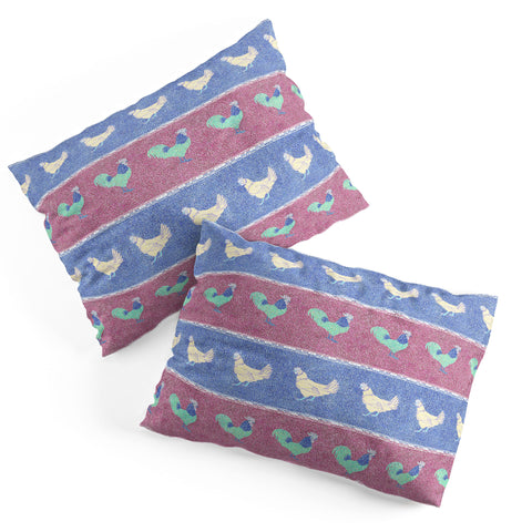 Patricia Velvet Chicken Rooster Stripe Pillow Shams