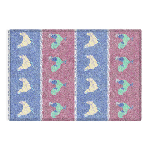 Patricia Velvet Chicken Rooster Stripe Outdoor Rug