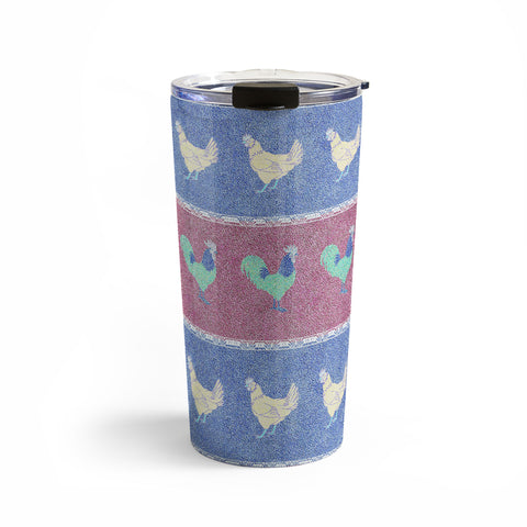 Patricia Velvet Chicken Rooster Stripe Travel Mug