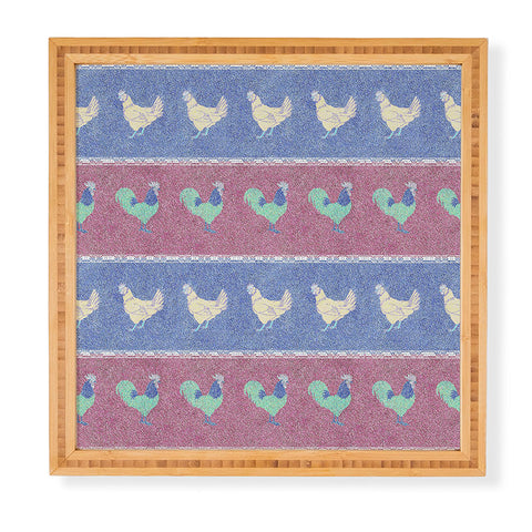 Patricia Velvet Chicken Rooster Stripe Framed Wall Art