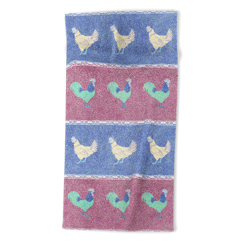 Patricia Velvet Chicken Rooster Stripe Beach Towel