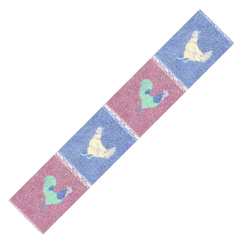 Patricia Velvet Chicken Rooster Stripe Table Runner