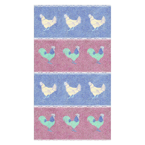 Patricia Velvet Chicken Rooster Stripe Tablecloth