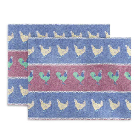 Patricia Velvet Chicken Rooster Stripe Placemat