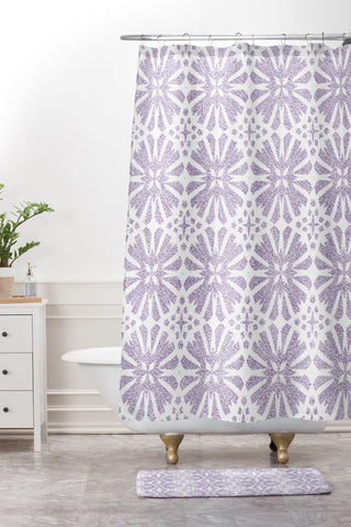 Patricia Velvet Circle Mandala Lilac Shower Curtain And Mat