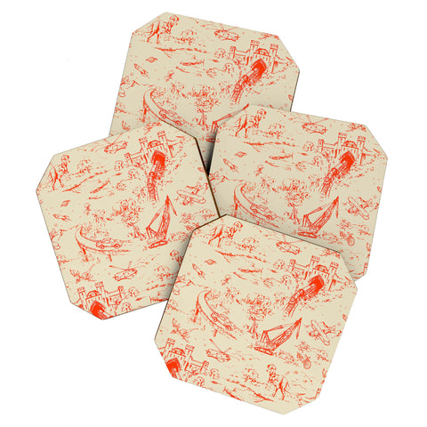 Pattern State Adventure Toile Dawn Coaster Set