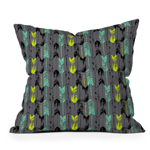 Pattern State Arrow Line Spearmint Outdoor Throw Pillow